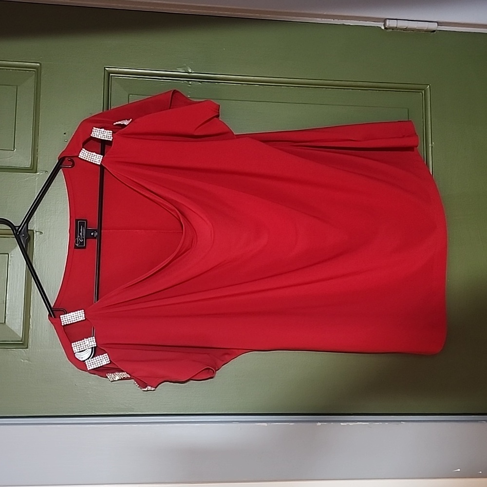 Red dress barn bedazzled shirt, size xl